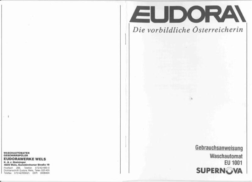 Page n°1 - Manuel utilisateur Eudora Supernova EU 1001