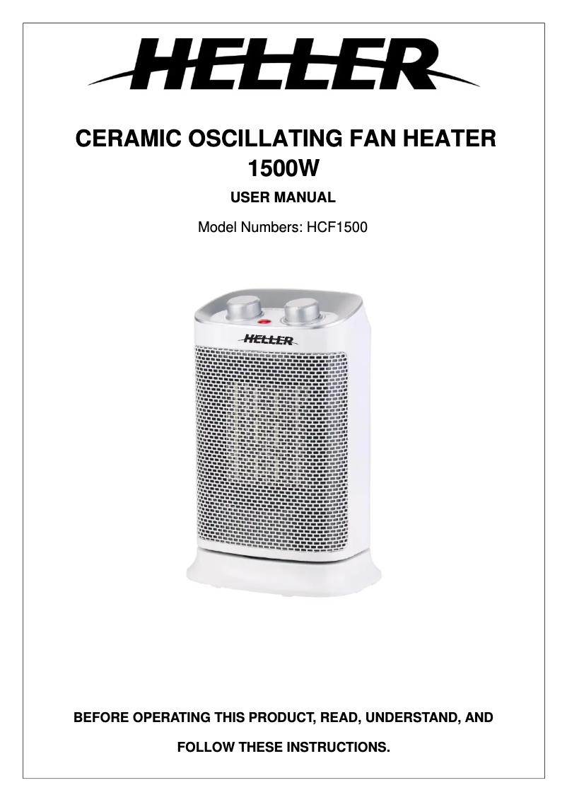 Page 1 de la notice Manuel utilisateur Heller HCF1500