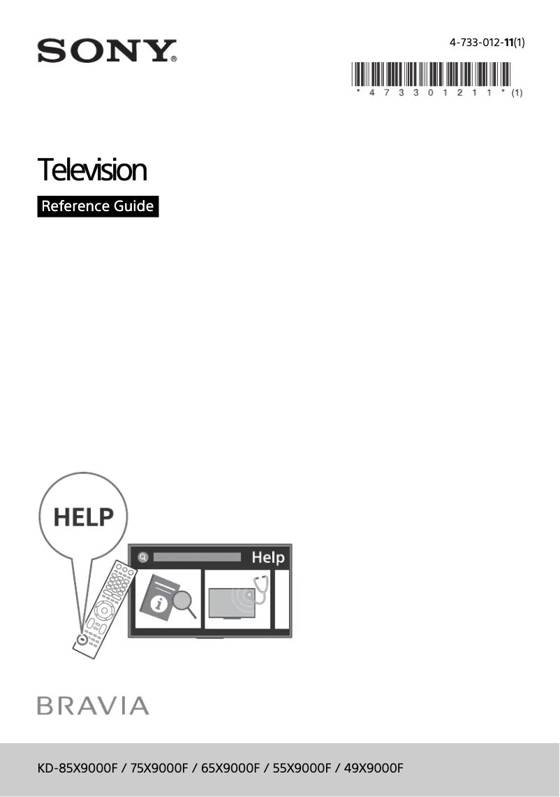 Page 1 de la notice Manuel utilisateur Sony Bravia KD-85X9000F