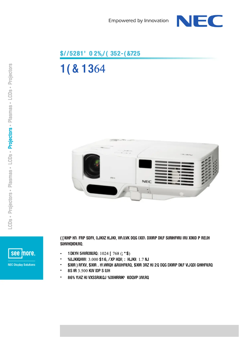 Page 1 de la notice Fiche technique NEC NP64