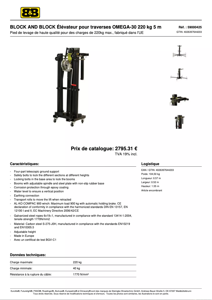 Page n°1 - Fiche technique Block & Block OMEGA-30