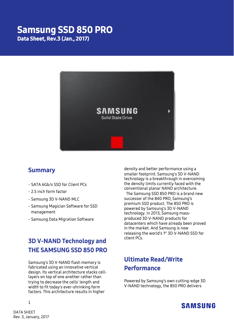 Page 1 de la notice Manuel utilisateur Samsung MZ-7KE256