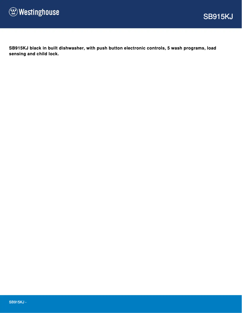 Page n°1 - Manuel utilisateur Westinghouse SB915KJ