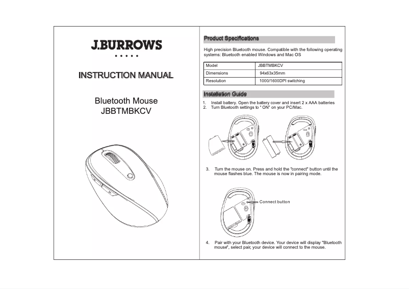 Page n°1 - Manuel utilisateur J.Burrows JBBTMBKCV