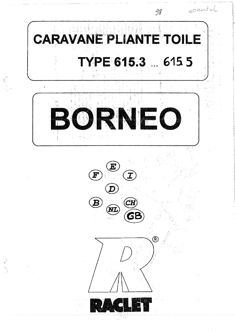 Page n°1 - Manuel utilisateur Raclet Borneo