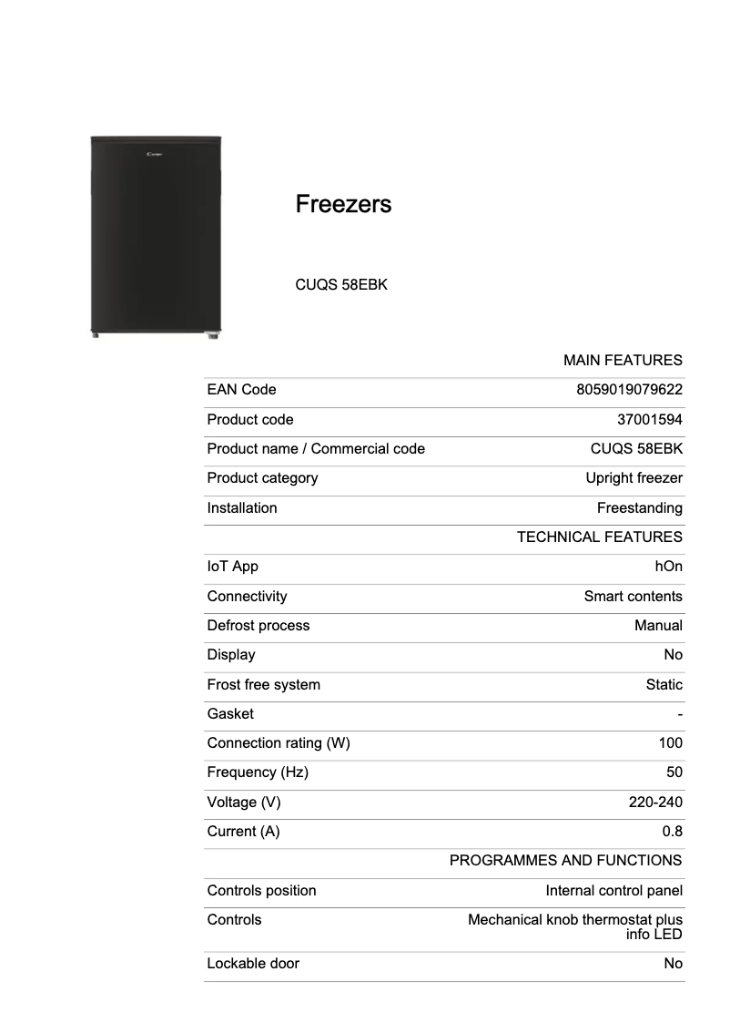 Image de la première page du manuel de l'appareil CUQS 58EBK