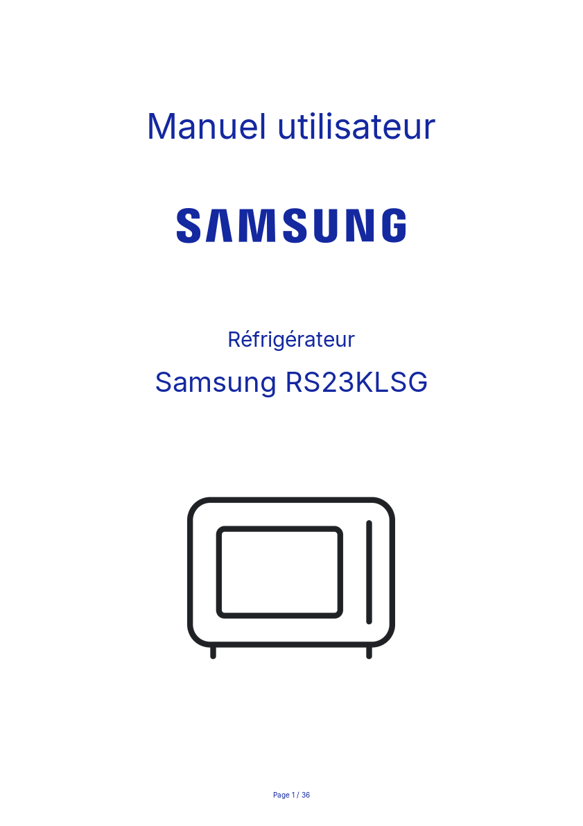Page n°1 - Manuel utilisateur Samsung RS23KLSG