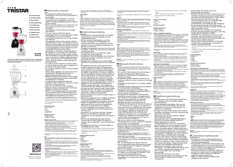 Página 1 del manual Manual de usuario TriStar PD-8737W