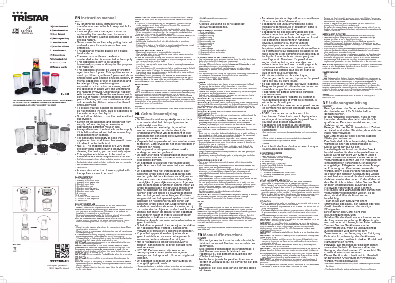 Page 1 de la notice Manuel utilisateur TriStar BL-4445