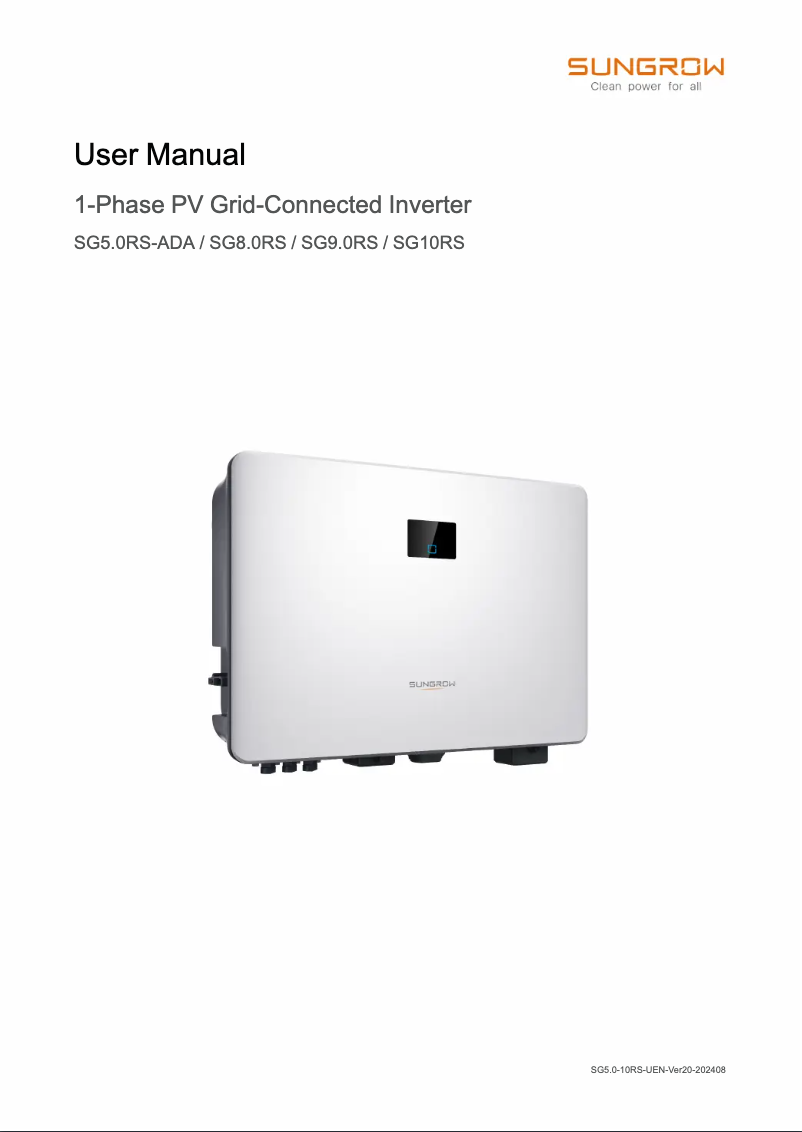 Imagen de la primera página del manual del dispositivo SG10RS