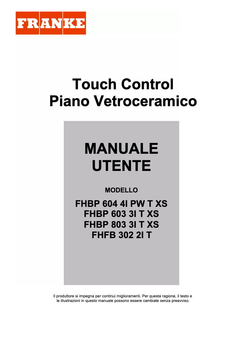 Page n°1 - Manuel utilisateur Franke PIN Super Stretta
