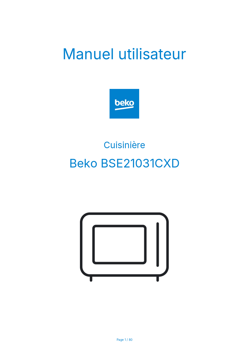Image de la première page du manuel de l'appareil BSE21031CXD