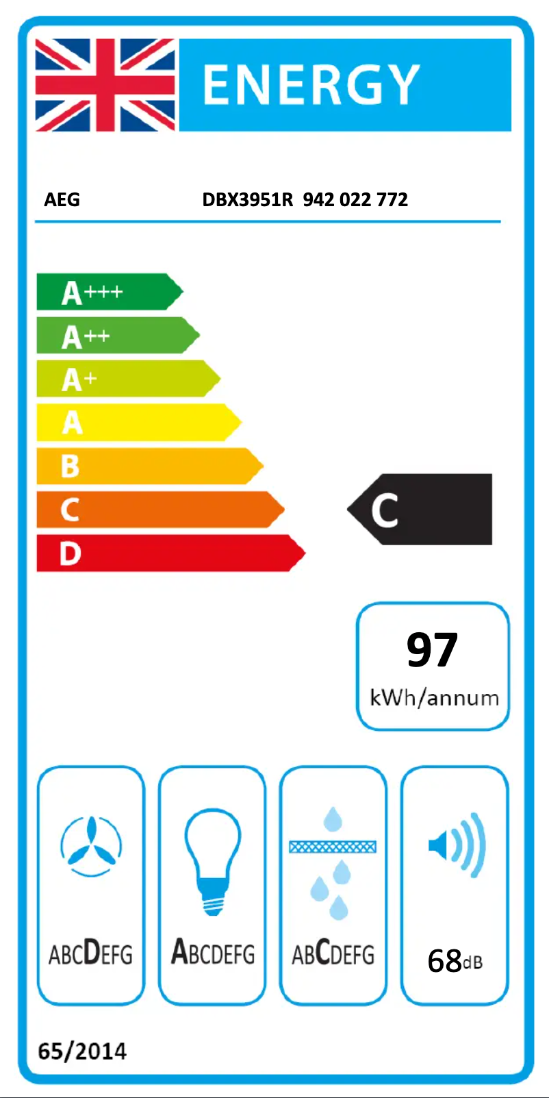 Page n°1 - Label énergétique AEG DBX3951R