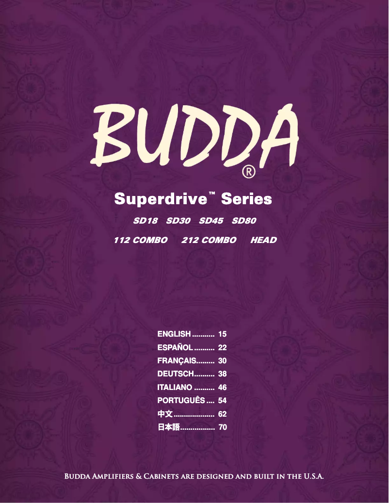Page 1 de la notice Manuel utilisateur Budda Superdrive SD80