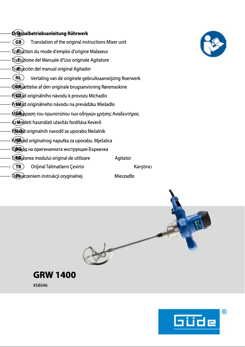 Page n°1 - Manuel utilisateur Güde GRW 1400