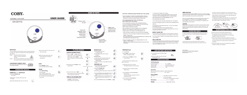 Imagen de la primera página del manual del dispositivo CX-CD1112