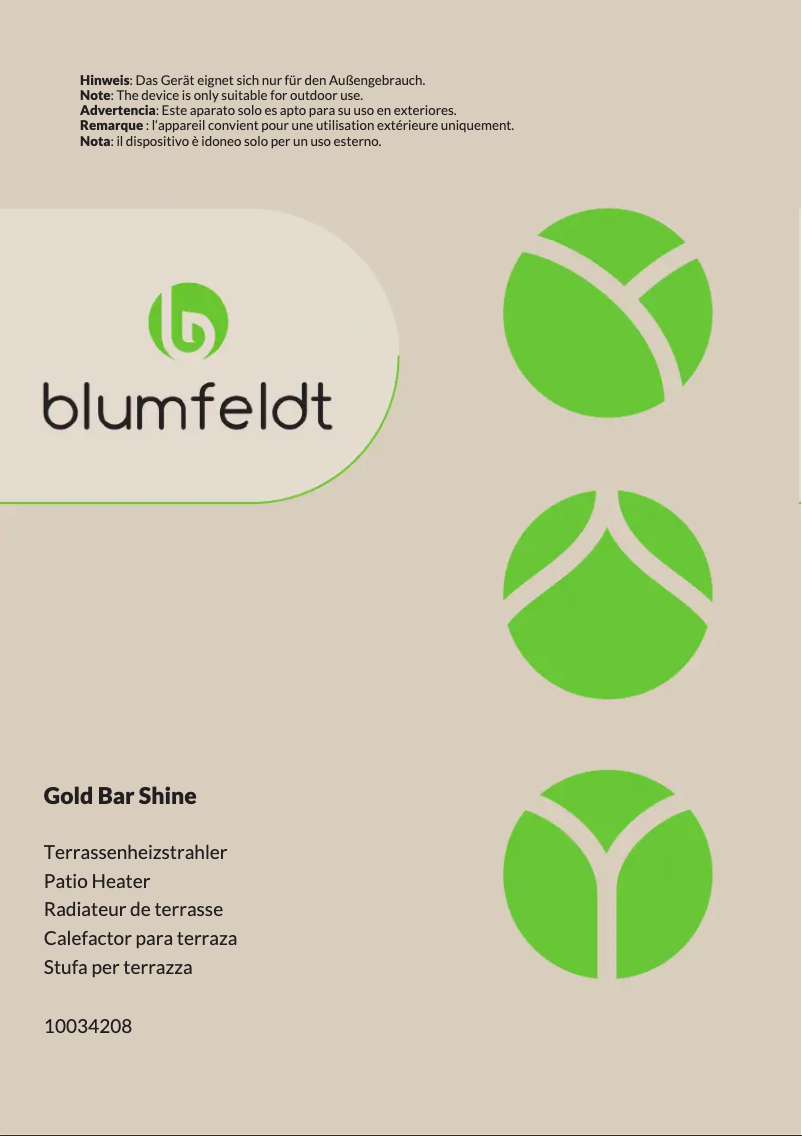 Page 1 de la notice Manuel utilisateur Blumfeldt Gold Bar Shine
