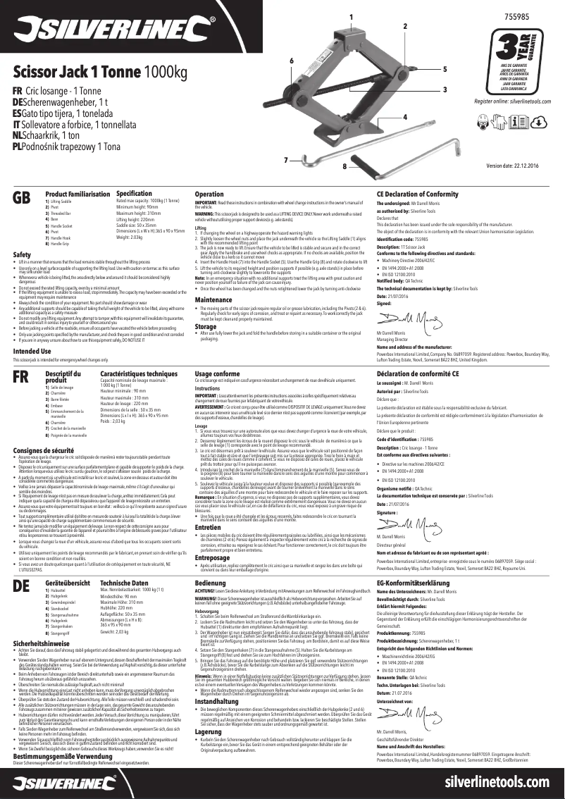 Page 1 de la notice Manuel utilisateur Silverline 755985