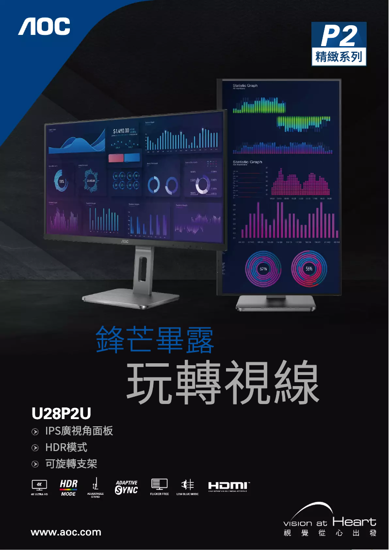 Page 1 de la notice Catalogue AOC U28P2U