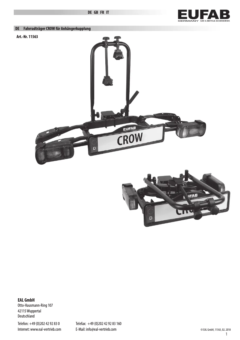 Page n°1 - Manuel utilisateur Eufab Crow