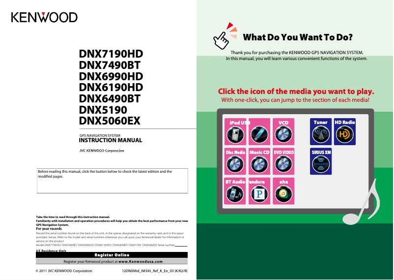 Page 1 de la notice Manuel utilisateur Kenwood DNX5190
