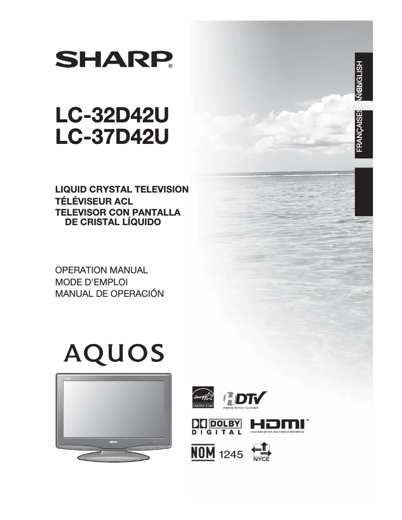 Image de la première page du manuel de l'appareil Aquos LC-32D42U