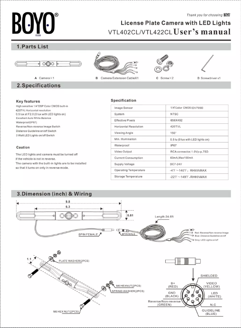 Page 1 de la notice Manuel utilisateur Boyo VTL402CLS