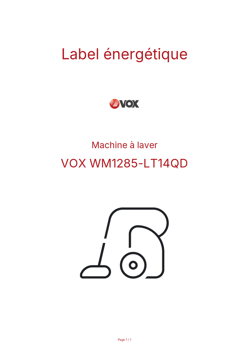 Image de la première page du manuel de l'appareil WM1285-LT14QD