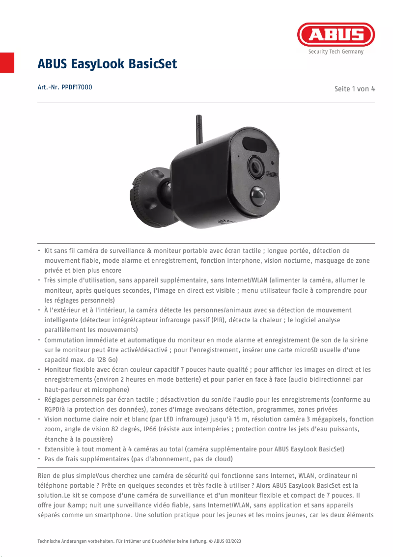 Page n°1 - Fiche technique Abus PPDF17000