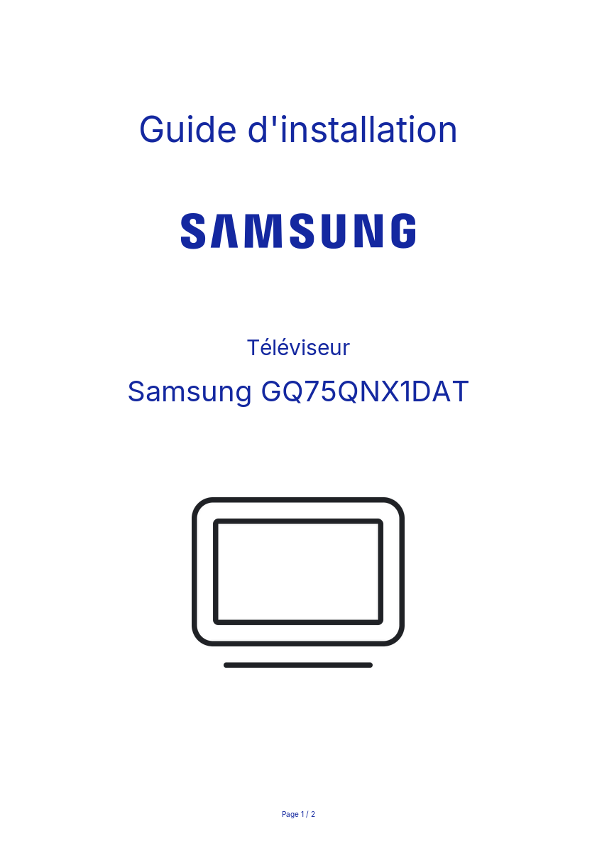 Page n°1 - Guide d'installation Samsung GQ75QNX1DAT