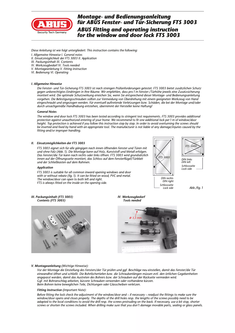 Image de la première page du manuel de l'appareil FTS3003