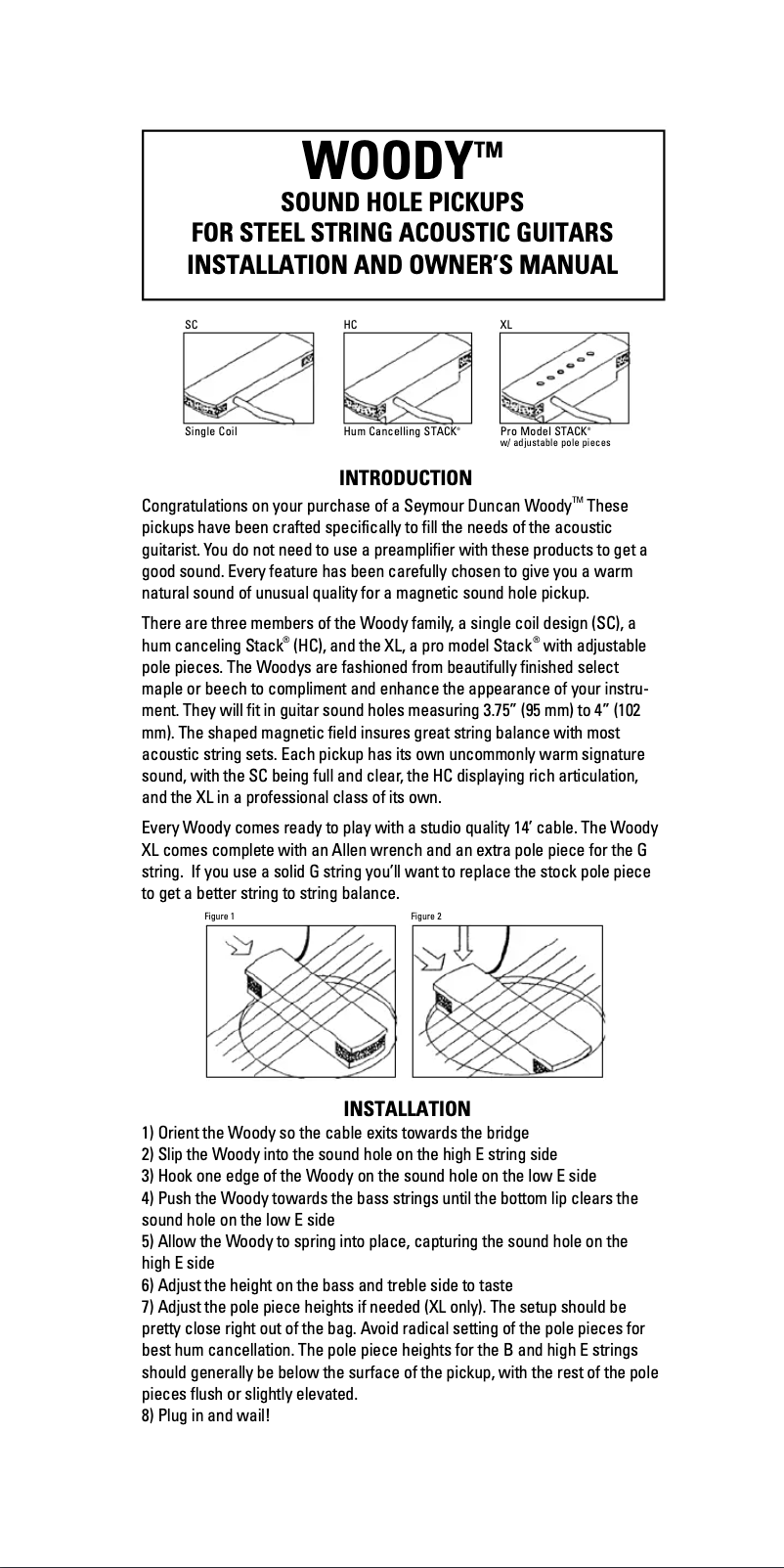 Image de la première page du manuel de l'appareil WOODY