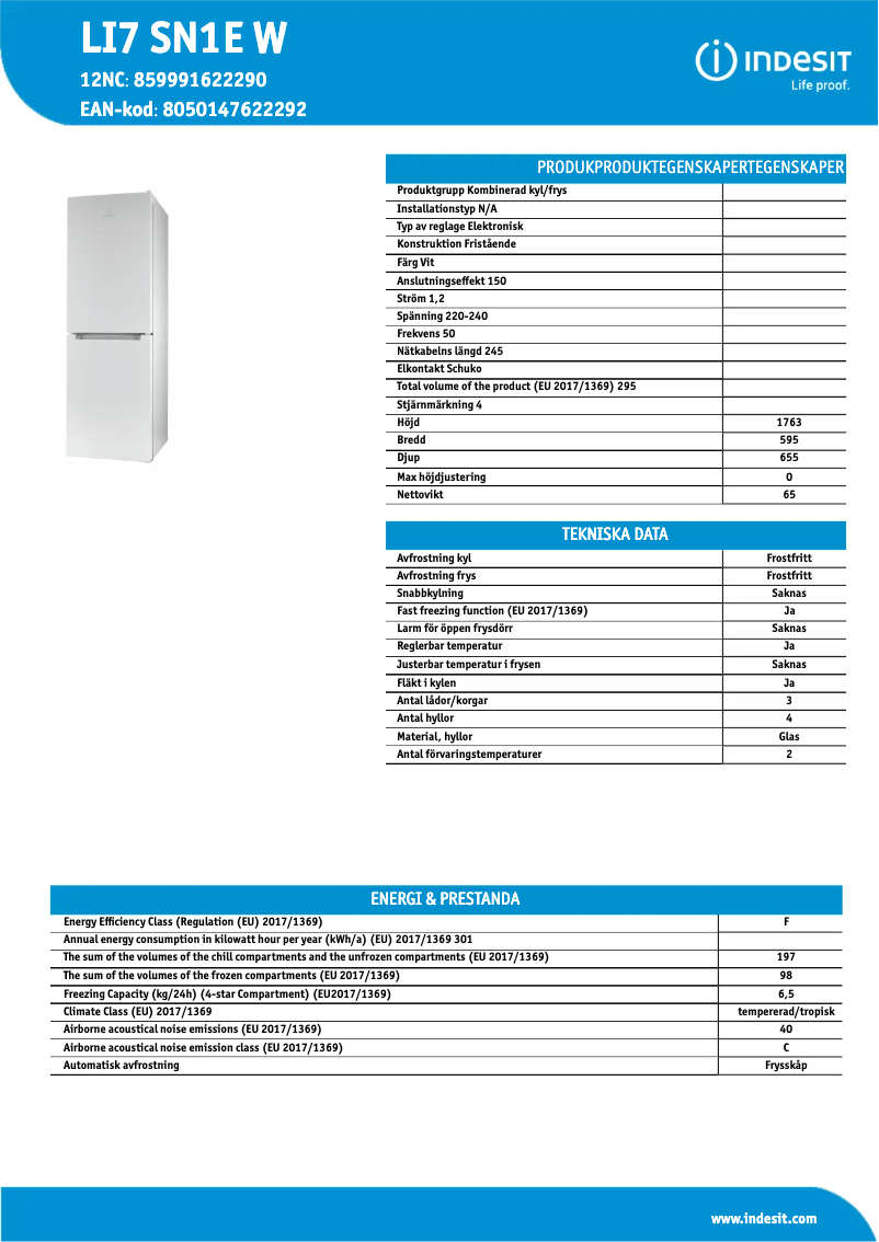 Image de la première page du manuel de l'appareil LI7 SN1E W