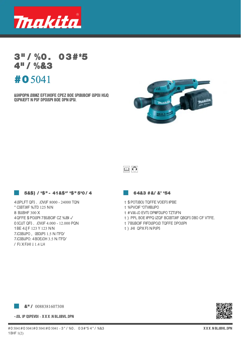 Page 1 de la notice Fiche technique Makita BO5041