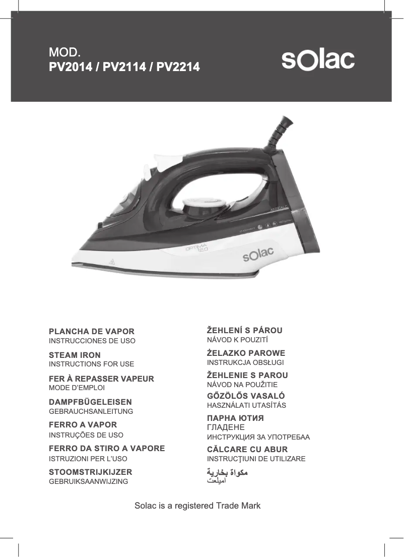 Page 1 de la notice Manuel utilisateur Solac Optima Perfect SS2014