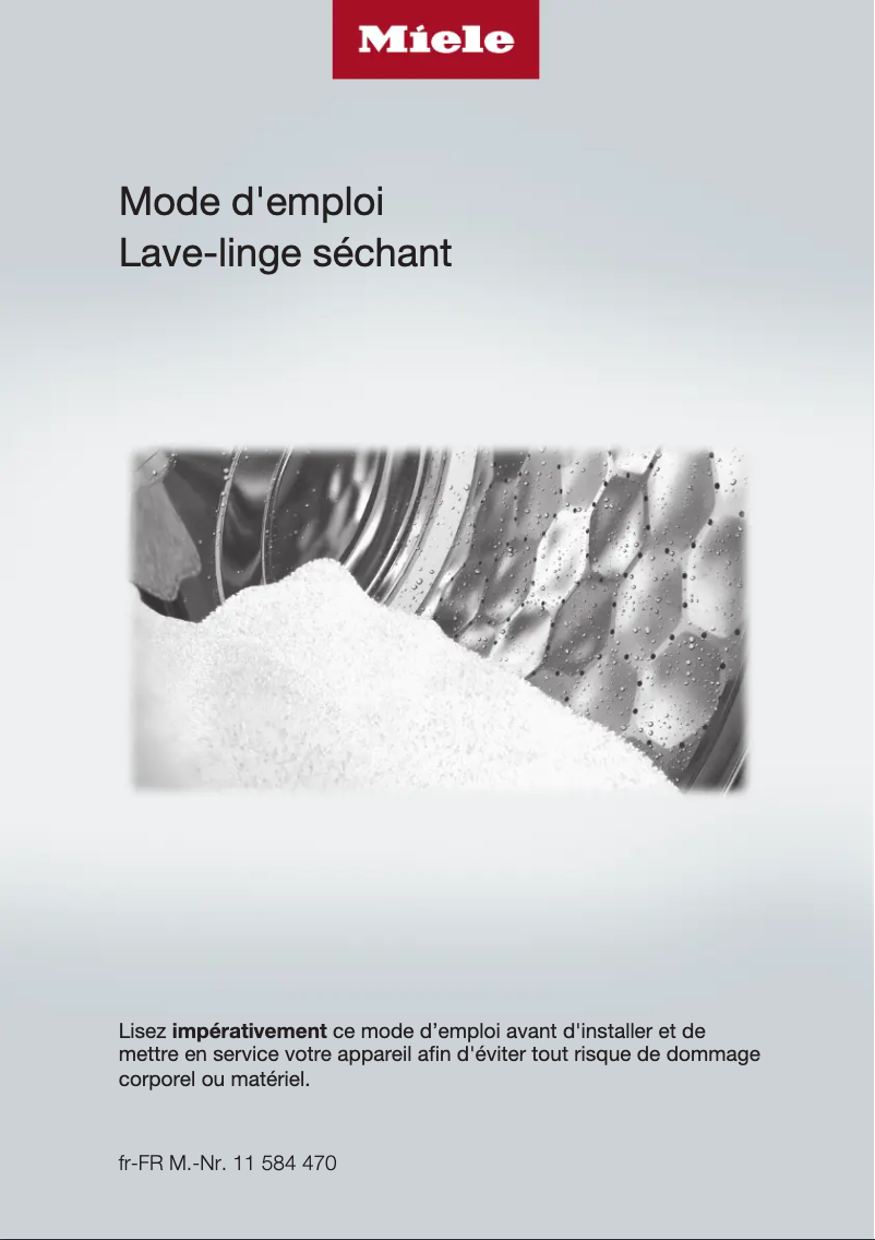 Page 1 de la notice Manuel utilisateur Miele WTW870 WPM