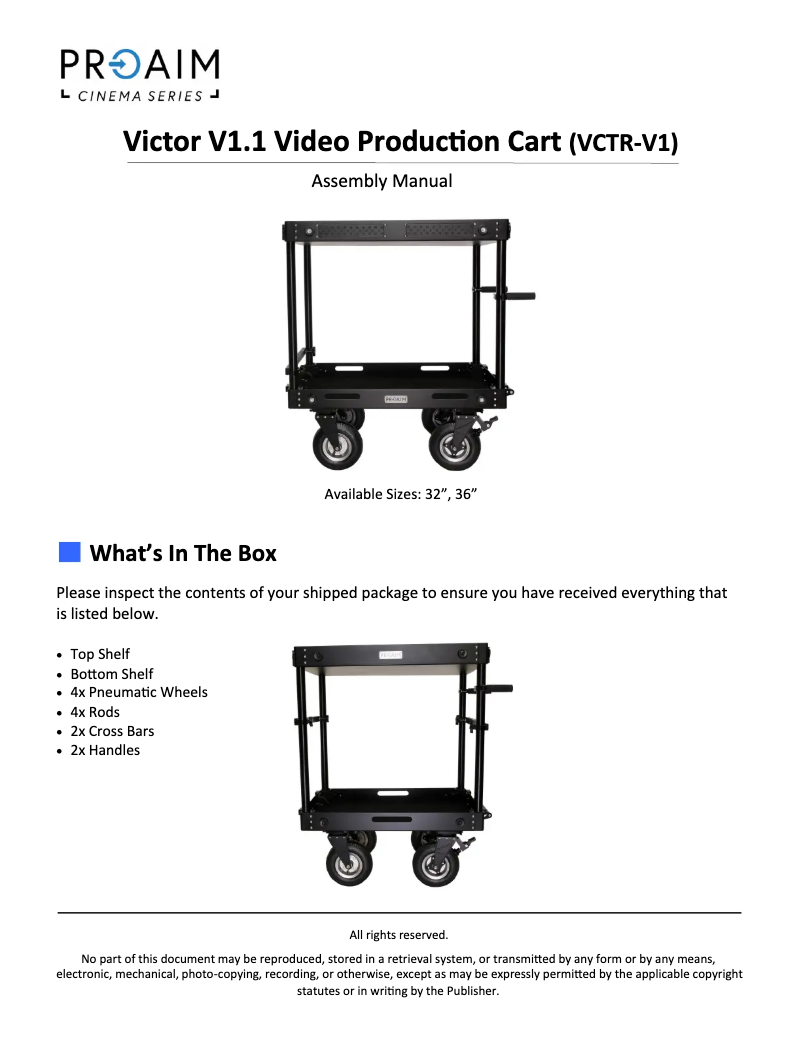 Page n°1 - Manuel utilisateur Proaim VCTR-V1-32