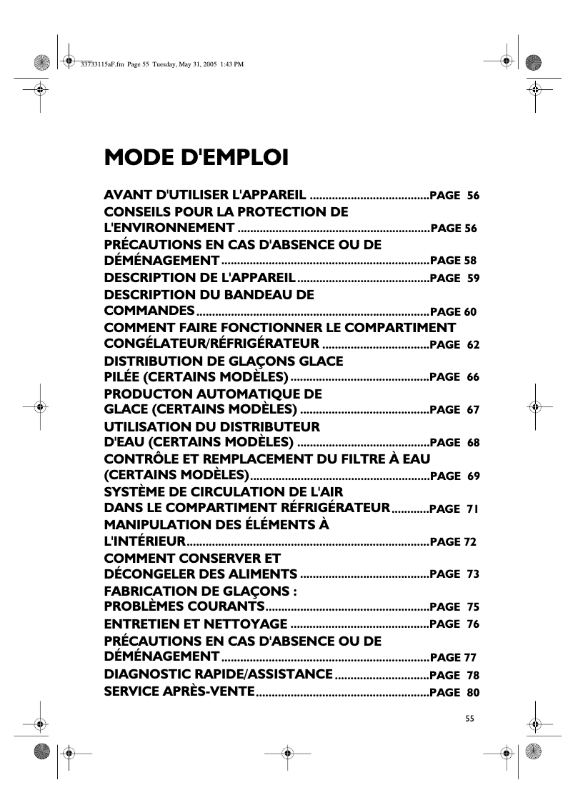 Image de la première page du manuel de l'appareil S20D