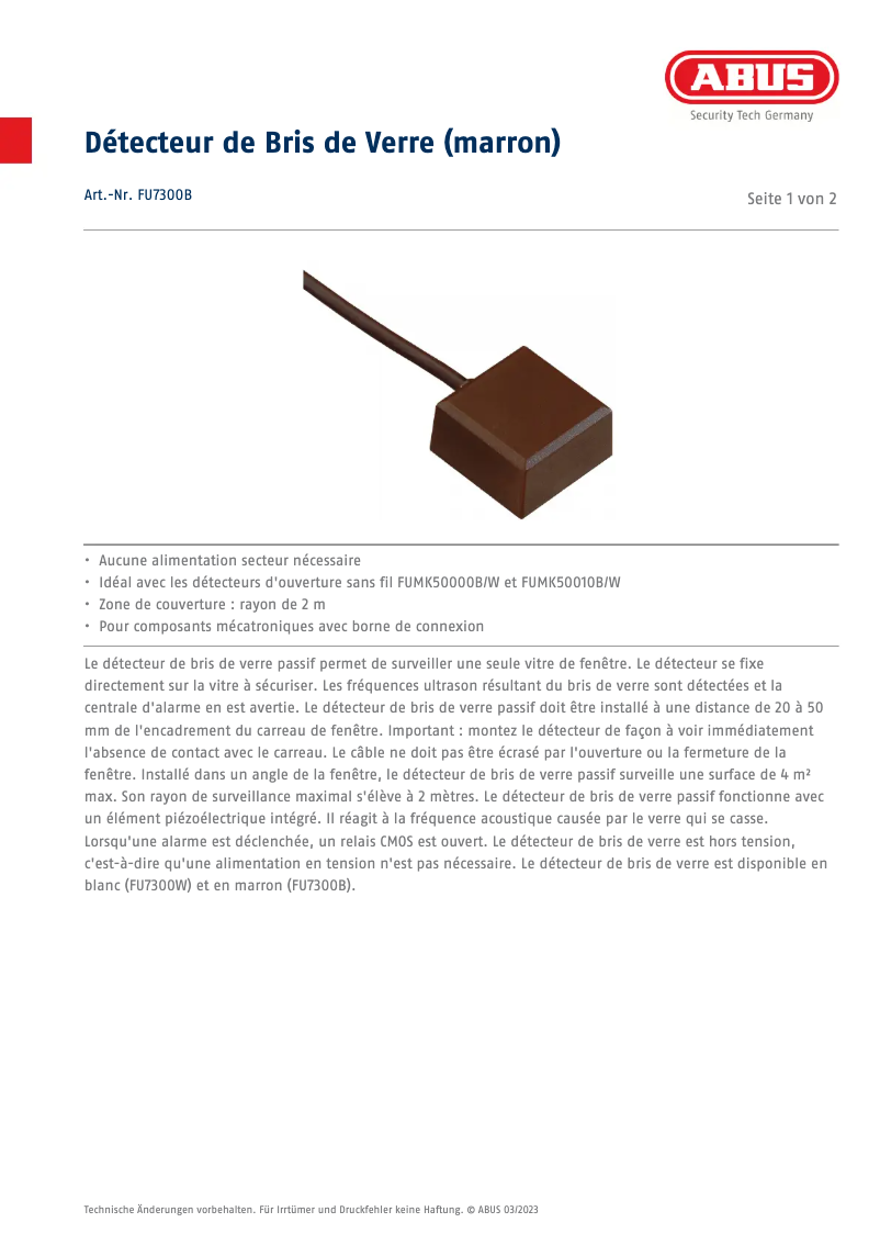 Image de la première page du manuel de l'appareil FU7300B