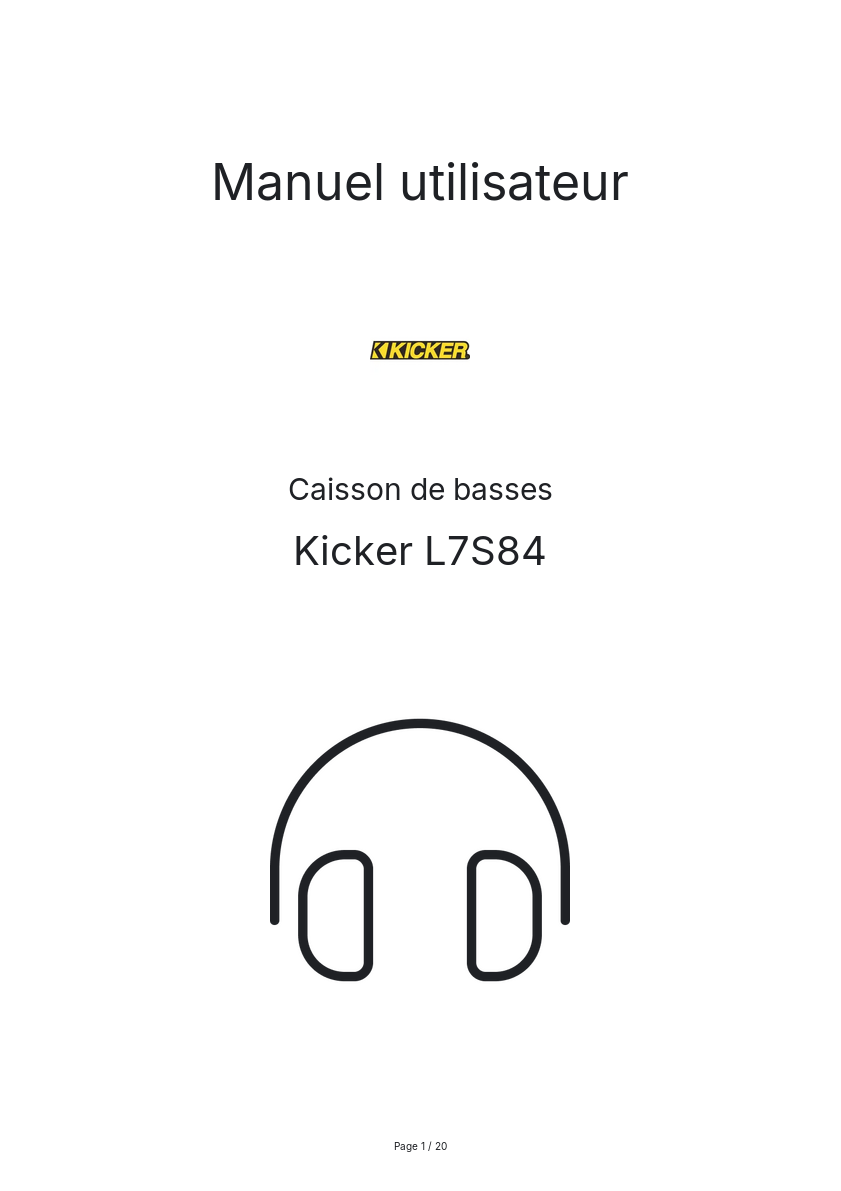 Page n°1 - Manuel utilisateur Kicker L7S84