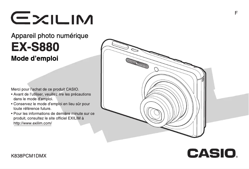 Page 1 de la notice Manuel utilisateur Casio Exilim EX-S880