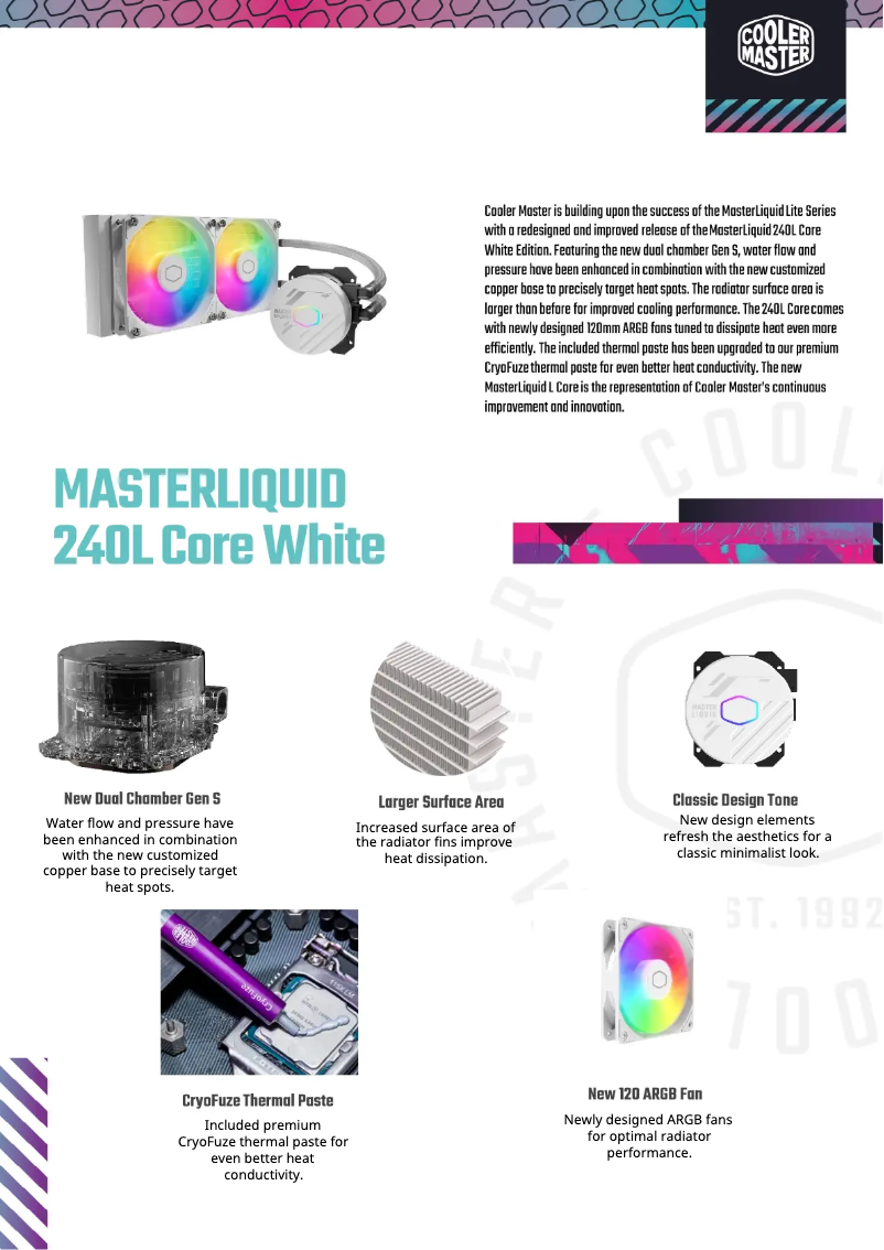 Página 1 del manual Ficha técnica Cooler Master MasterLiquid 240L Core ARGB