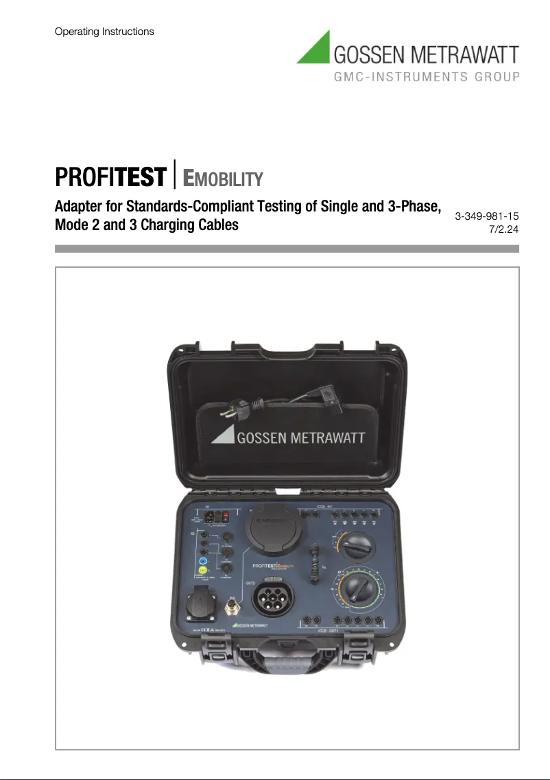 Page 1 de la notice Manuel utilisateur Gossen Metrawatt PROFITEST E-MOBILITY