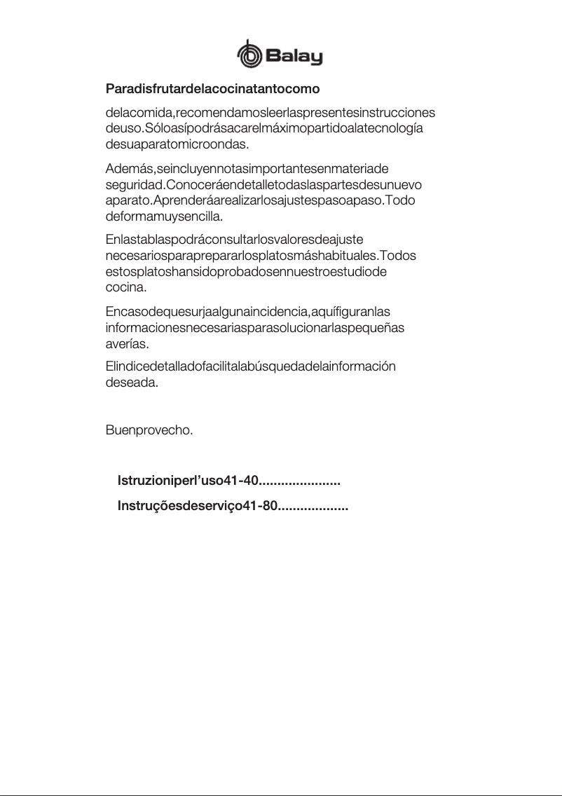 Page n°1 - Manuel utilisateur Balay 3WM459XD