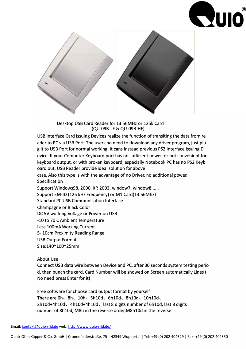 Image de la première page du manuel de l'appareil QU-09B-LF