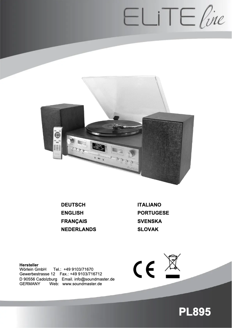 Page n°1 - Manuel utilisateur Soundmaster PL895