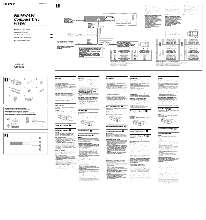 Page 1 de la notice Guide d'installation Sony CDX-L360