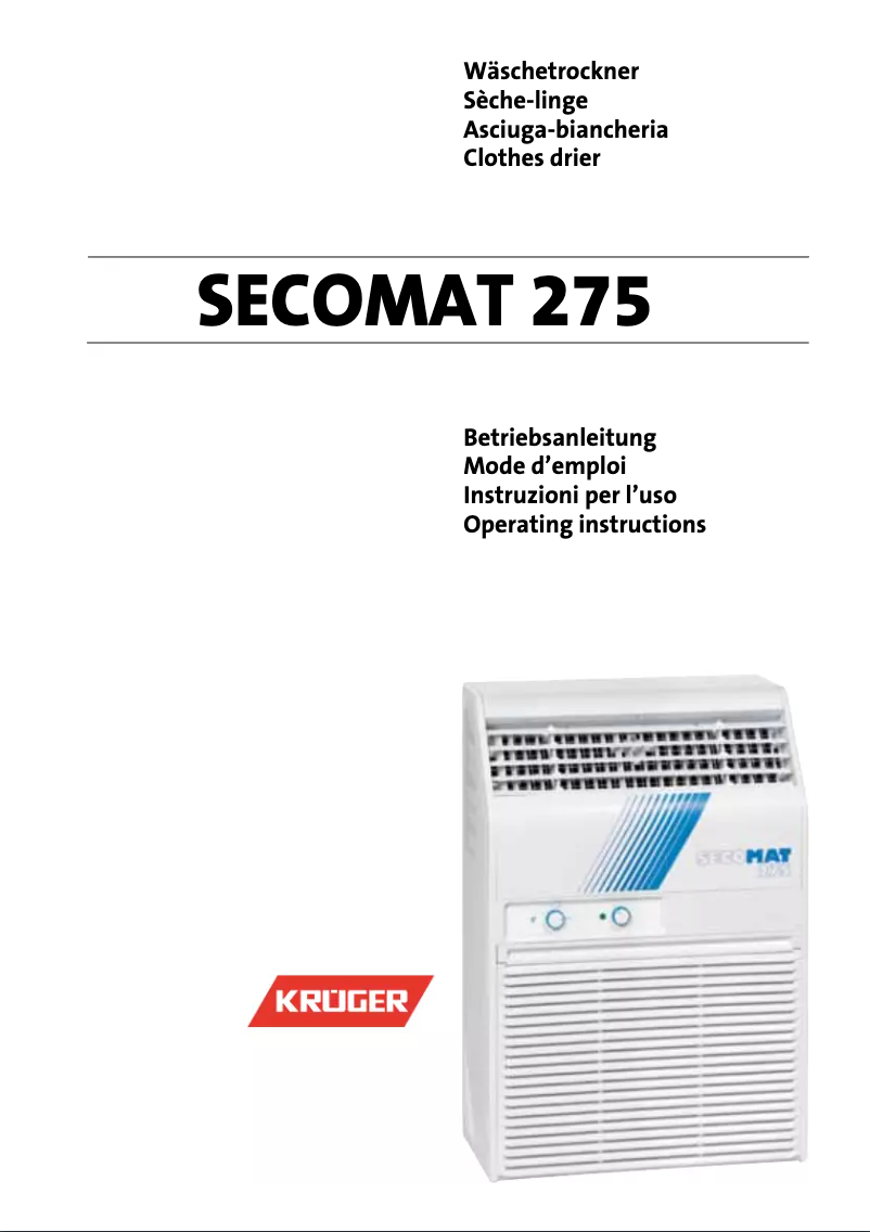 Image de la première page du manuel de l'appareil Secomat 275 AH