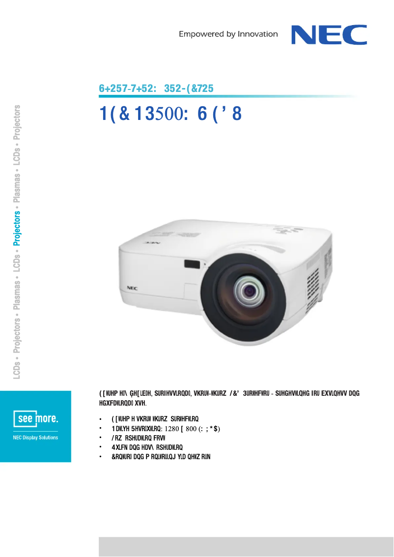 Página 1 del manual Ficha técnica NEC NP500WS