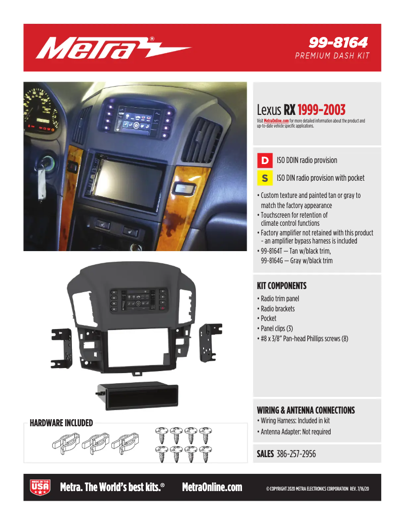 Page n°1 - Fiche technique Metra 99-8164G